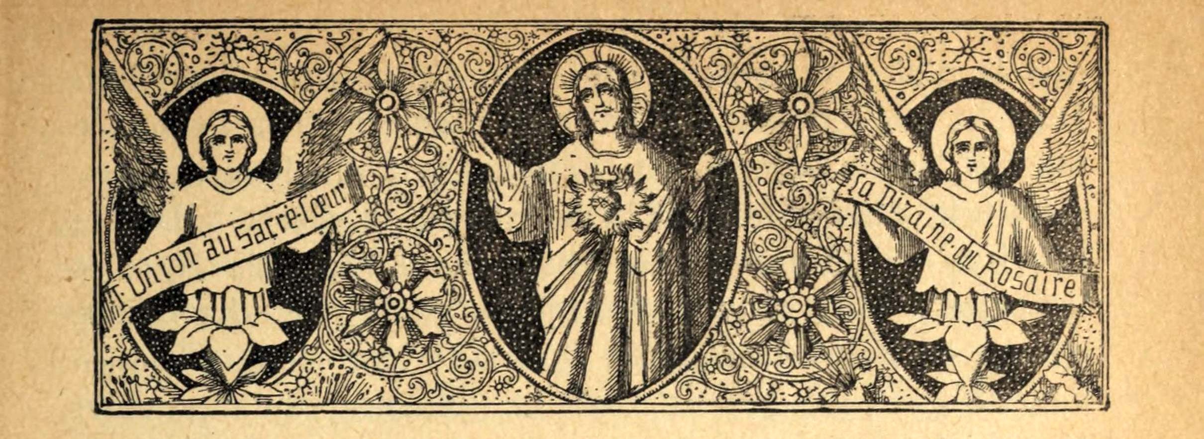 Bandeau décoratif avec Union au Sacré Cœur et anges